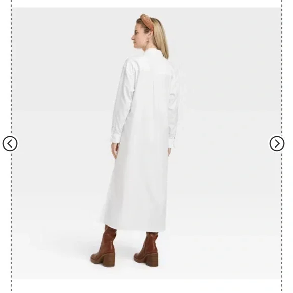 Universal Thread Cinch Waist Maxi White Shirt Dress - M - NWOT - Picture 2 of 4